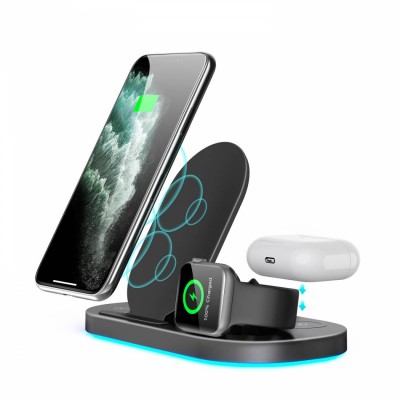 muti function charging pad mount fast qi phone plugs with phone/light stand case multi 3 in 1 wireless charger for iphone